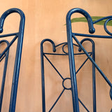 Set of four midcentury blue iron garden chairs