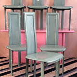 1980s Peppermint leather dining chairs by Roche Bobois