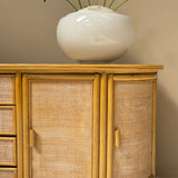 Italian 1970s yellow bamboo and cane sideboard