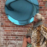 Large Italian blue concave mirror / art piece