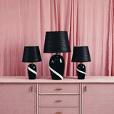 Pair of Murano black and white ribbon effect lamps 1980s