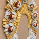 1970s Capodimante Italian porcelain cherub mirror