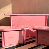 1980s handmade Italian pink bedroom furniture set