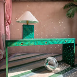 Rare 1970s Vivai Del Sud green console and matching lamp (sold as a set)