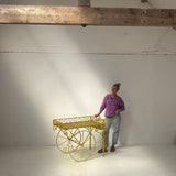1950s large Italian yellow flower / outdoor drinks cart