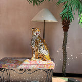 Italian 1970s large leopard lamp
