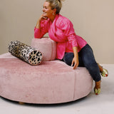 Italian 1970s recovered pink conversation chair in Dedar Darwinista, a metallic jungle velvet