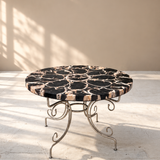 Rare 1970s Fossilised Wood Mosaic Dining Table