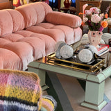 1970s large mint green coffee table by Antonio Pavia. Signed