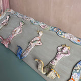 1950s Italian ceramic mermaid hooks on board. Exquisite piece