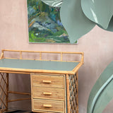 Huge rare 1990s sage green flower floor lamp