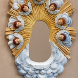 1970s Capodimante Italian porcelain cherub mirror
