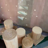 1970s Italian bamboo, glass modular shelving unit