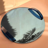 1970s Cristal Arte blue mirrored serving tray