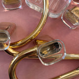 Italian 1970s Murano glass and gold plated bathroom accessories