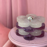 Rare Albano Poli Murano flower table lamp lilac and white C.1970