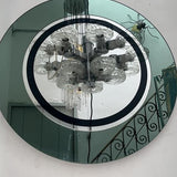 Italian 1970s mint green round mirror by Franz Sartori for Cristal Arte.