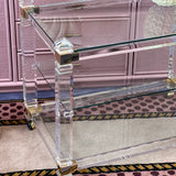 Italian 1970s lucite and glass drinks cart