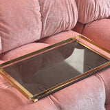 Brass and smoked glass serving tray by Mb, Italy c.1970
