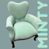 Heart shaped Victorian armchairs C.1880 ~ mint green velvet (two available)