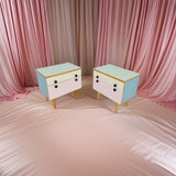 Pair of pastel coloured bedside tables ~ Swedish 1950s