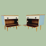 Pair of pastel coloured bedside tables ~ Swedish 1950s