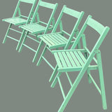 1980s Italian set of four mint green wood folding chairs