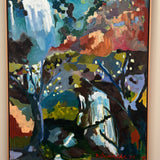1972 French oil painting signed M Charralde ‘waterfall’