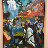 1972 French oil painting signed M Charralde ‘waterfall’