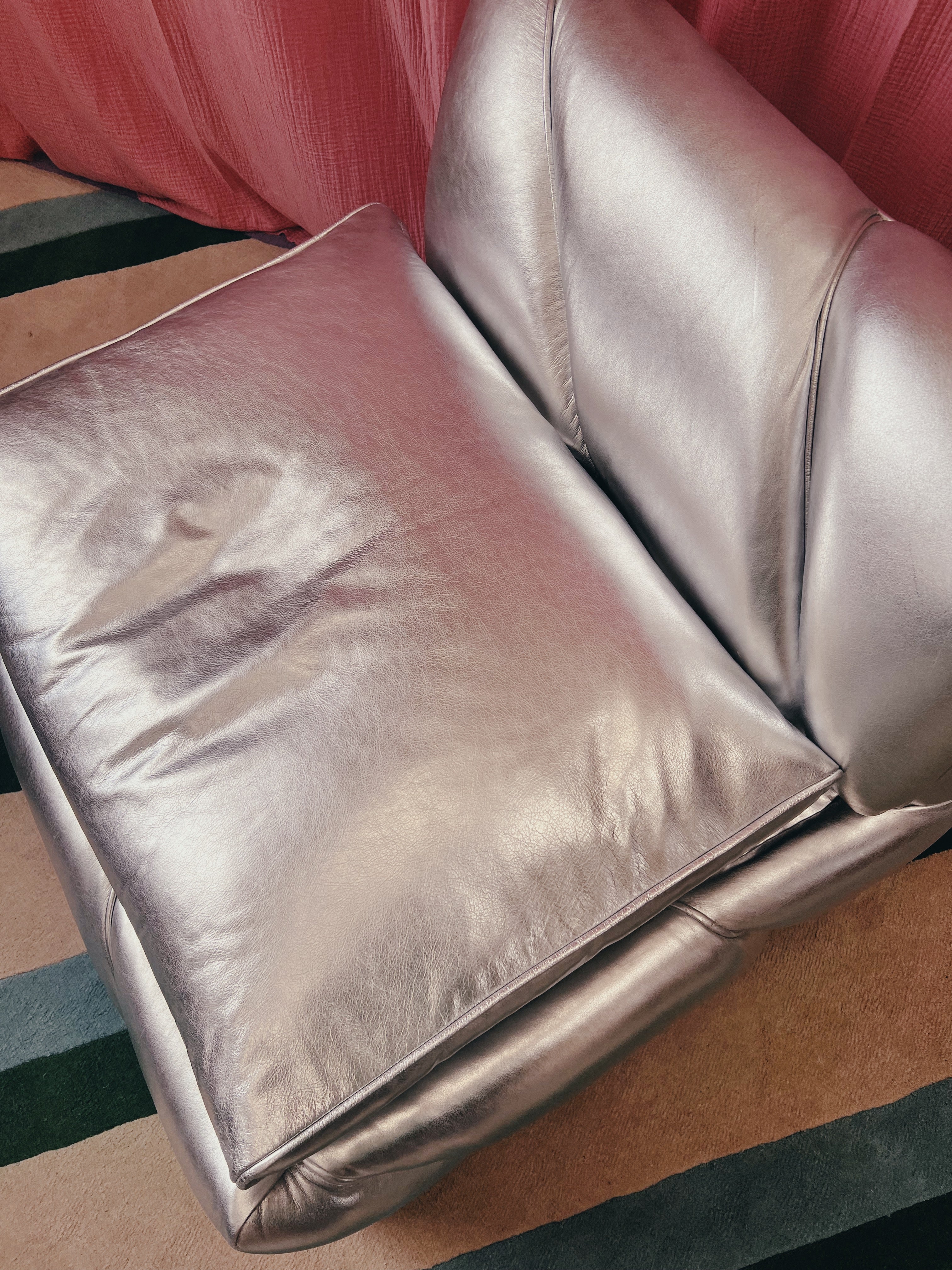silver leather vintage seat