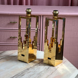 Pair of Willy Rizzo gold plated column lamps