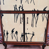 Italian 1950s oak drinks cabinet with dancing figures