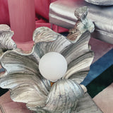 Large mint green metallic clam floor lamps (two available)