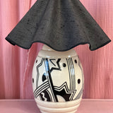 French ceramic stars and stripes lamp C1970