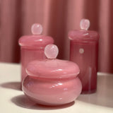 1970s pink Murano glass vanity table set 3 pieces