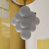 Rare Kaiser Leuchten yellow metal pendant light 10 globe C.1960
