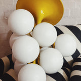 Rare Kaiser Leuchten yellow metal pendant light 10 globe C.1960