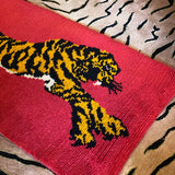 1960s pink tiger print rug ~ 100% wool