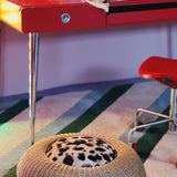 Red lacquered 1980s desk by Raul Barbieri