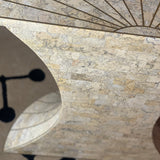Italian stone and brass half moon console table C.1970