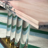 Pink Marble coffee table, lucite base C.1970