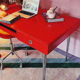 Red lacquered 1980s desk by Raul Barbieri