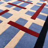 blue graphic wool rug