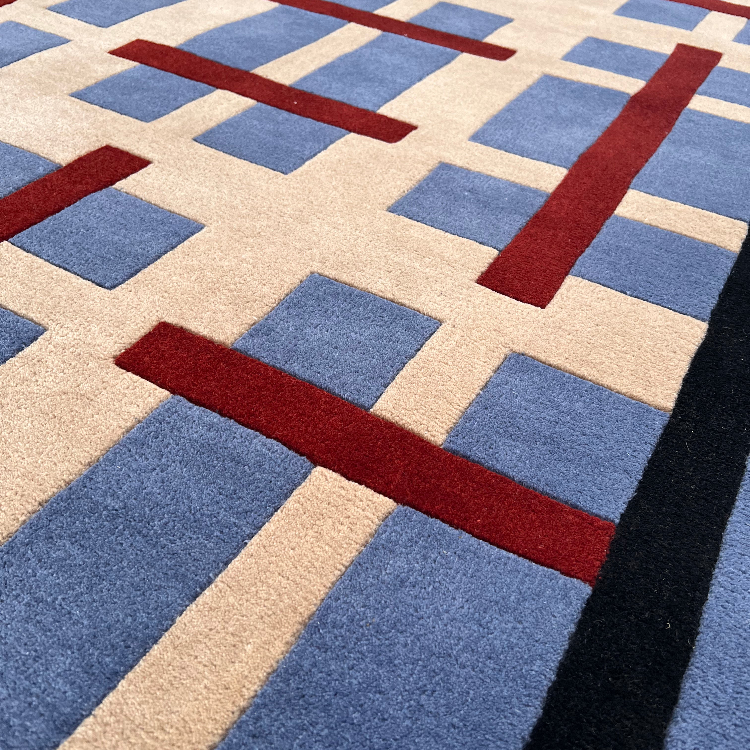 blue graphic wool rug