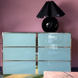 Turquoise and gold glass sideboard by Ello Furniture, American 1970s