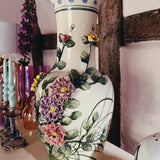 Painted ceramic flower vase. Signed and dated 1988