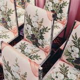 Italian 1980s pink floral dining chair (8 available)