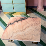 Pink Marble coffee table, lucite base C.1970