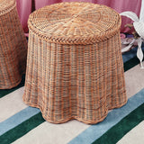 Trompe L’oeil draped wicker side table