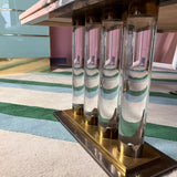 Pink Marble coffee table, lucite base C.1970